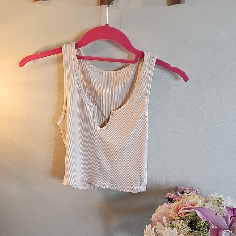White Ribbed Women's Top